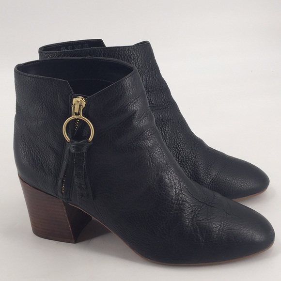 Franco Sarto Shoes - Franco Sarto Black LeatherHeeled Ankle Boots 9.5